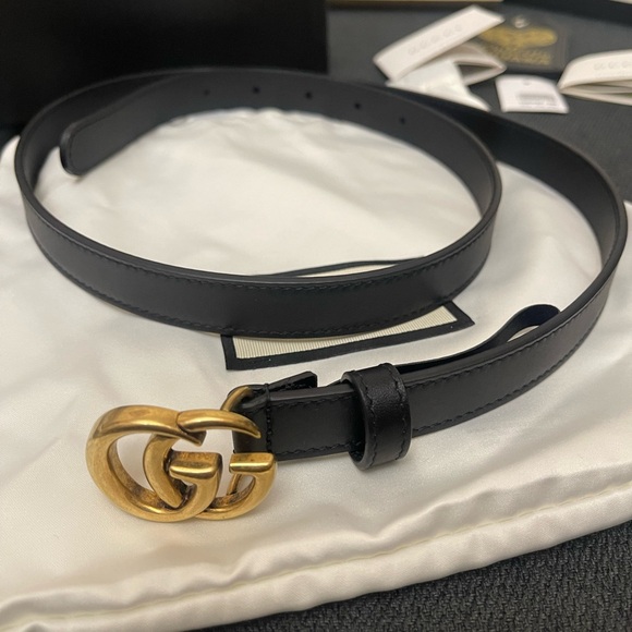Gucci Accessories - Gucci GG Marmont Gold-tone thin Belt Sz. 90cm